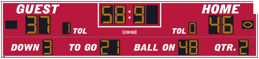 Model LX3840 scoreboard face — Outdoor, Football