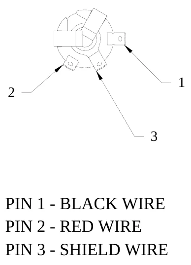 Figure 6 ¼” Stereo Jack Wiring Diagram — PIN 1 - BLACK WIRE PIN 2 - RED WIRE PIN 3 - SHIELD WIRE