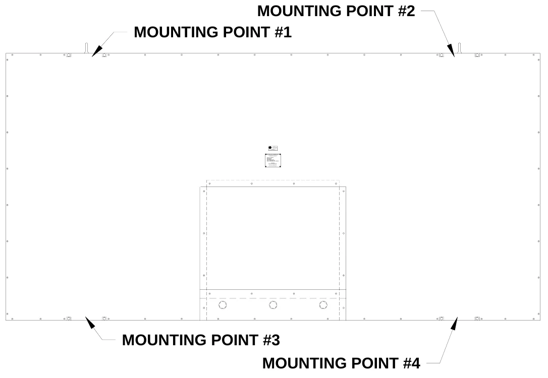 Figure 5 Mounting Points — MOUNTING POINT #2 MOUNTING POINT #1, L I S T E D, ANSI/UL-143 3 & ANSI/UL-48, R, US, CONFORMS TO, CHA NGINE MES SAGE TYPE E LEC TRIC SIGNS, E TL LISTED ELEC TR IC SIGNS AN D CONTR OL C ENTER S FOR, ELECTRO-MECH SC OREBOARD CO., #3 Industrial Parkway P.O. Box 102 Wrightsville, GA 31096-0102, E lectric shock hazard: Disc onnect power before servicing equipment, Check with the applic able state and local codes befor e installation, C AU TION, MOUNTING POINT #3, MOUNTING POINT #4