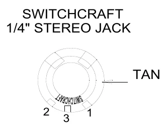 Figure 4 Stereo Jack Wiring Diagram — STEREN 1/4" STEREO JACK, SWITCHCRAFT 1/4" STEREO JACK, ORANGE, TAN, 1, 3, 2, 2, 1, 3