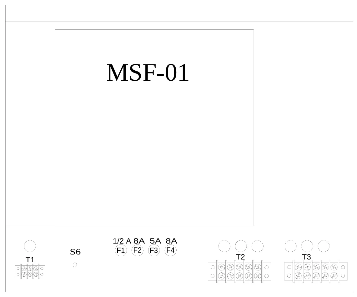 Figure 7 Upper Access Panel Removed — MSF-01, 1/2 A 8A 5A 8A F1 F2 F3 F4, S6, T1, T2, T3