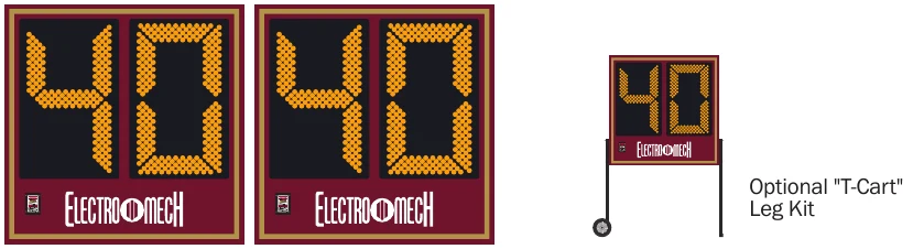 Model LX3030 scoreboard face — Outdoor, Portable Football Play Clock Set — Optional "T-Cart" Leg Kit
