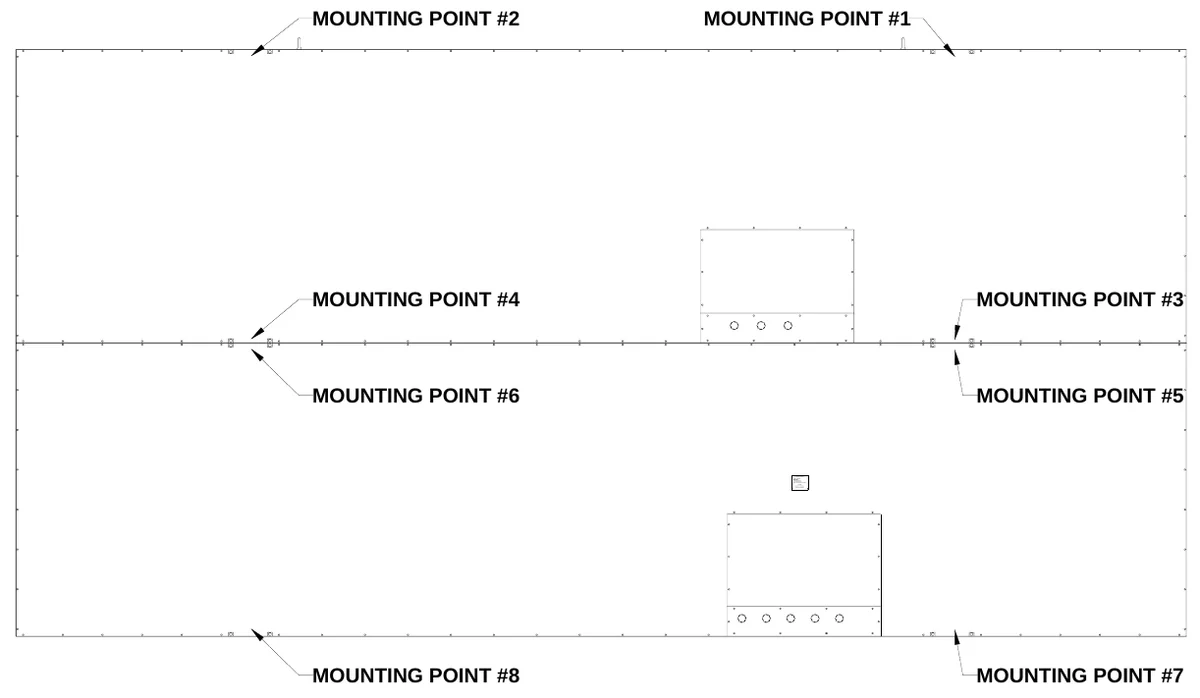Figure 3 Mounting Points — MOUNTING POINT #2, MOUNTING POINT #1, MOUNTING POINT #4, MOUNTING POINT #3, MOUNTING POINT #6, MOUNTING POINT #5, ELEC TR O-MECH SC OR EBOAR D C O., #3 In dustria l Par kway P .O. B ox 102 Wr ightsville , GA 31096-0102, Electric shock hazard: Disconnect power before ser vicing equipment, Check w ith the app i l cable state and local codes before installation, CA UTION, MOUNTING POINT #8, MOUNTING POINT #7