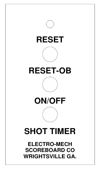 Figure 11 DELAY OF GAME TIMER HAND HELD UNIT — RESET, RESET-OB, ON/OFF, SHOT TIMER, ELECTRO-MECH SCOREBOARD CO WRIGHTSVILLE GA.