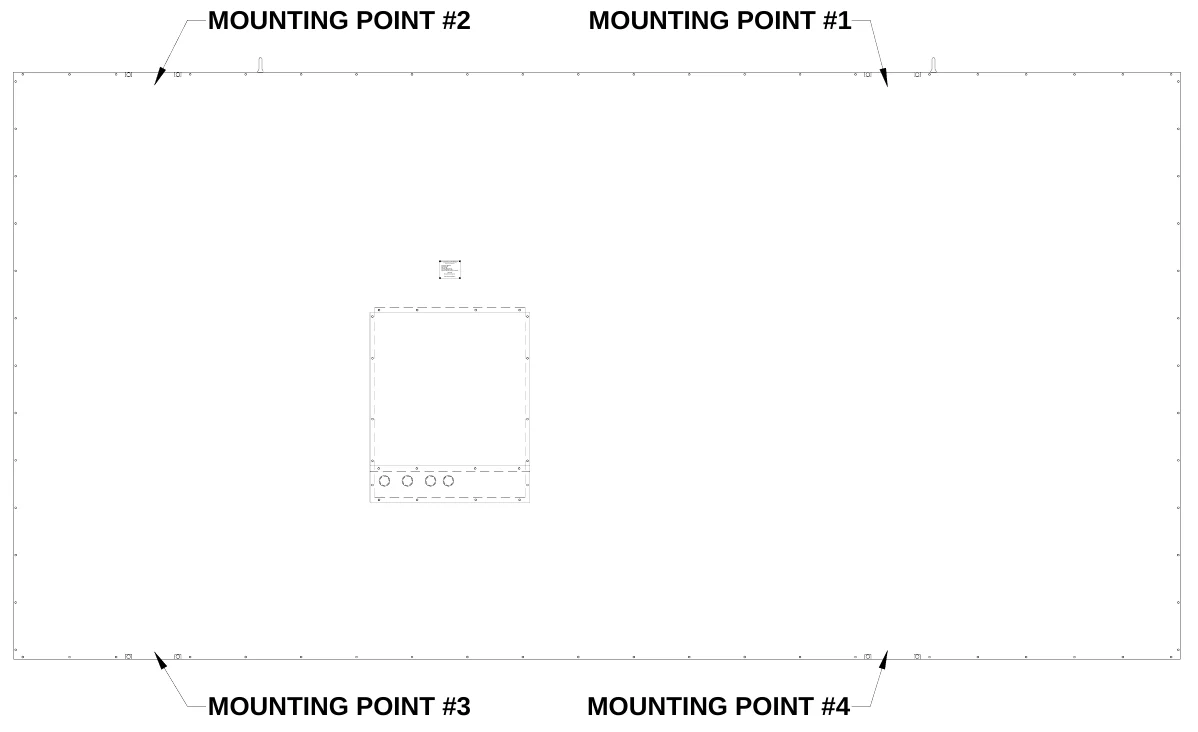 Figure 4 Mounting Points — MOUNTING POINT #2, MOUNTING POINT #1, ELECTRO-MECH SC OR EBOARD CO., #3 I ndus trial Park way P. O. B ox 102 Wrights ville, GA 31096-0102, Elect ric s ho ck h az ard : Di scon n ect po we r b efo re se rvic ing eq uip me nt, Ch ec k with th e ap plica ble sta te a nd loc al c od es be for e n i sta llatio n, CAUTION, MOUNTING POINT #3, MOUNTING POINT #4