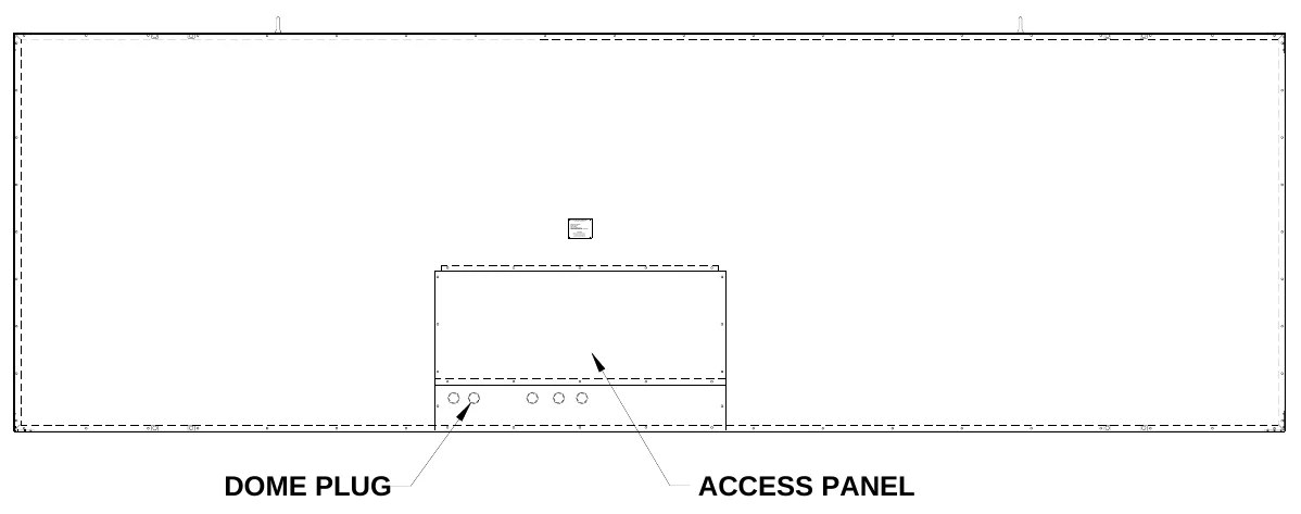Figure 6 Rear Access Panel — ELECTRO-MECH SCOREBOARD CO., #3 Indust rial Park way P.O. Box 102 Wrightsv l i e l , GA 31096-0102, Electric shoc k hazard: Dis connect power before servic n i g equipment, Check with the applicable s tate and local codes before installation, C AUTION, DOME PLUG, ACCESS PANEL