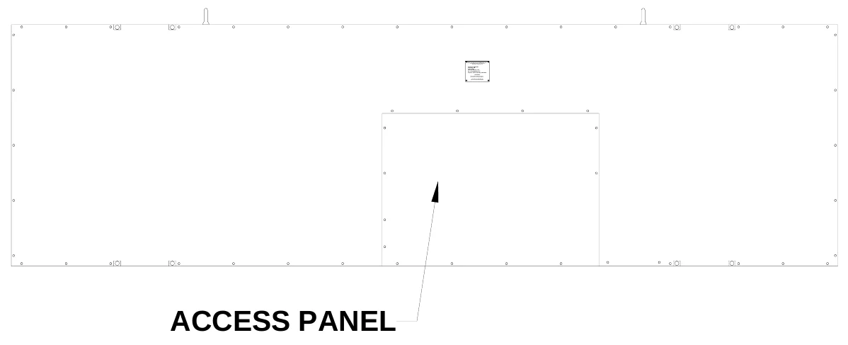 Figure 6 Rear Access Panel — ELECTRO-MECH SCOREBOARD CO., # 3 In dustrial Parkway P.O. Box 102, Wrightsville, GA 31096-0102, Electric shock hazard: Disconnect po wer before servicing equipment, Check with the applicable state and local codes before installation, CAUTION, ACCESS PANEL