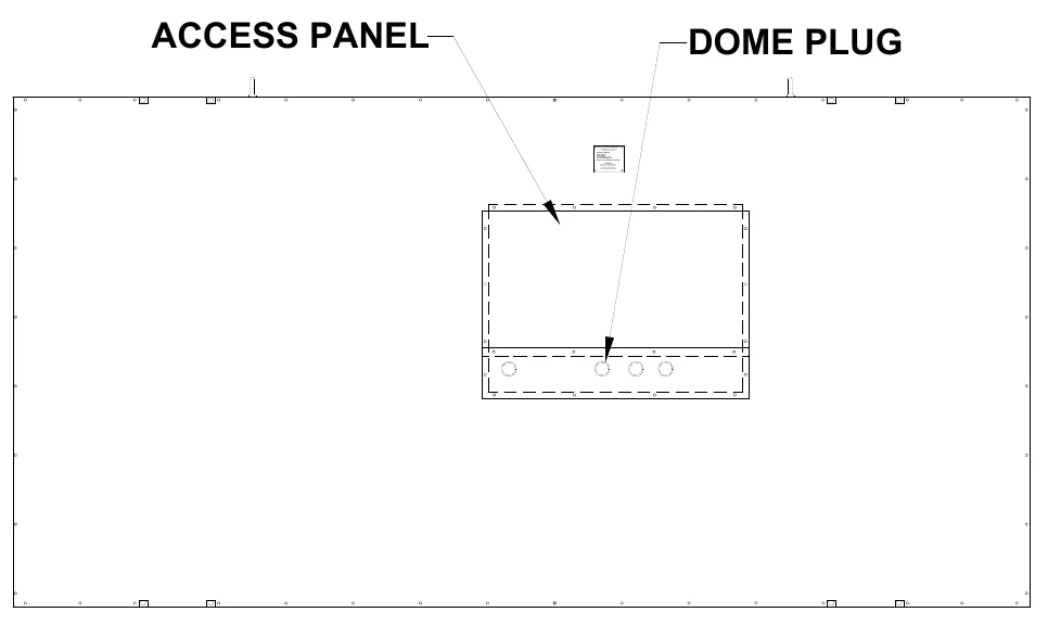 Figure 6 Rear Access Panel — ACCESS PANEL, DOME PLUG, ELECTRO-MECH SCOREBOARD CO., #3 Industrial Parkway P.O. Box 102 Wrightsville, GA 31096-0102, Electric shock hazard: Disconnect power before servicing equipment, Check with the applicable state and local codes before installation, CAUTION