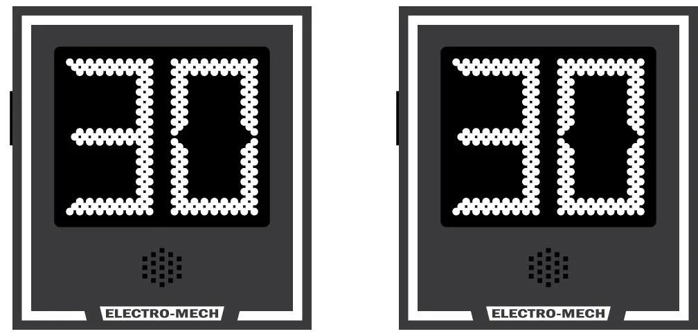 Model LX2120 — scoreboard face as shown in the manual