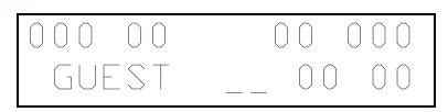 Figure 6 explains the LCD display layout. — 000 00 GUEST, 00 000 __ 00 00