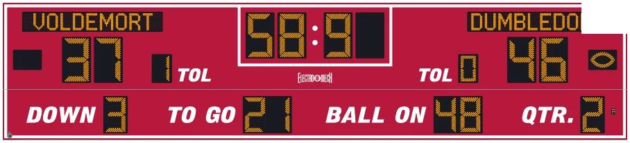 Model LX3840-ETN scoreboard face — Outdoor, Football