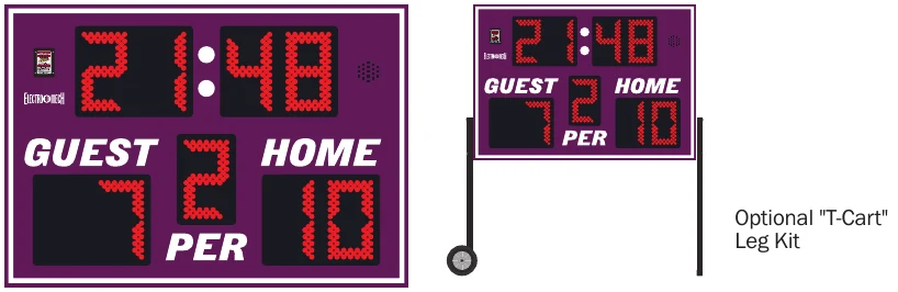 Model LX6320 scoreboard face — Outdoor, Portable Multi-Sport — Optional "T-Cart" Leg Kit