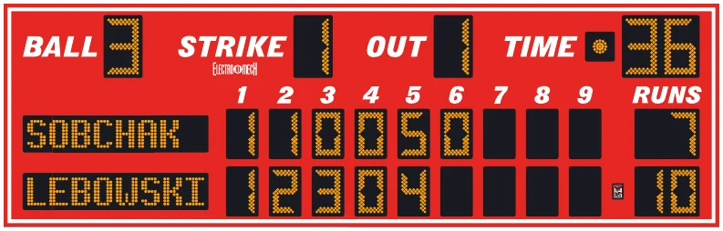 Model LX1712-ETN scoreboard face — Outdoor, Baseball / Softball