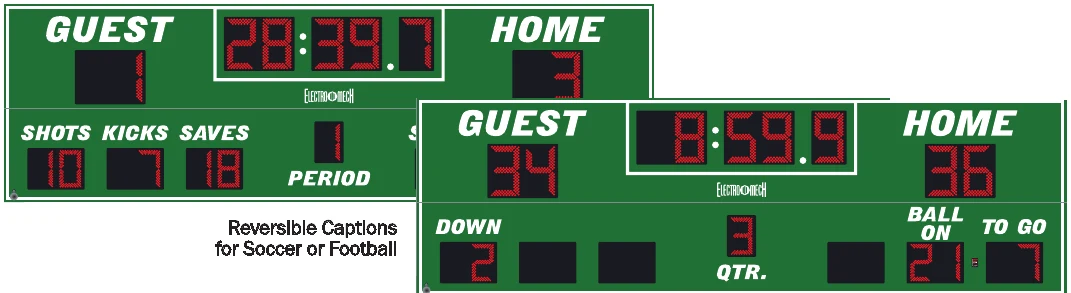 Model LX6746 scoreboard face — Outdoor, Soccer / Football — Reversible Captions for Soccer or Football
