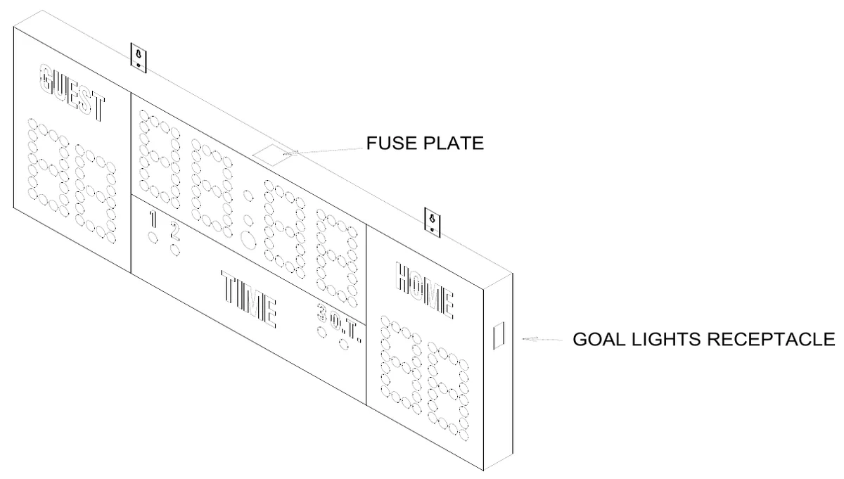 Figure 3 Electrical Connection Points — FUSE PLATE, GOAL LIGHTS RECEPTACLE