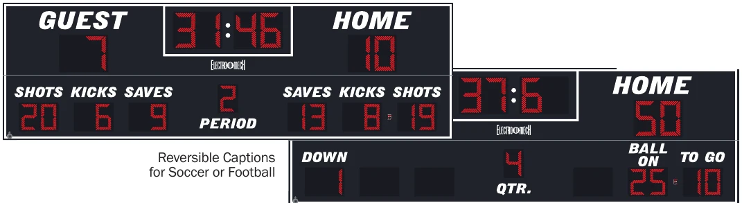 Model LX6744 scoreboard face — Outdoor, Soccer / Football — Reversible Captions for Soccer or Football