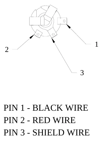Figure 18 ¼” Stereo Jack Wiring Diagram — 1, 2, 3, PIN 1 - BLACK WIRE PIN 2 - RED WIRE PIN 3 - SHIELD WIRE