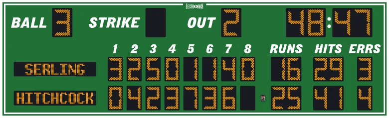 Model LX1634-ETN scoreboard face — Outdoor, Baseball / Softball
