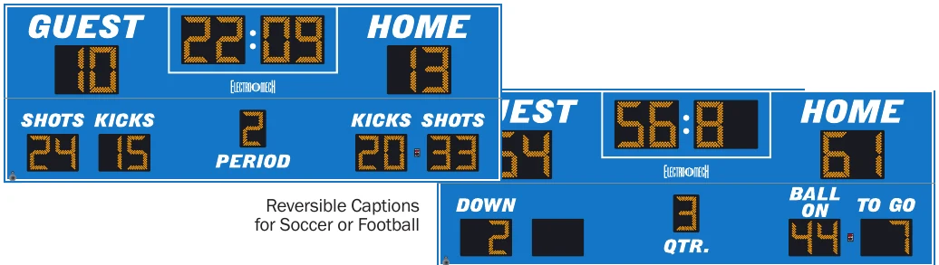 Model LX6544 scoreboard face — Outdoor, Soccer / Football — Reversible Captions for Soccer or Football