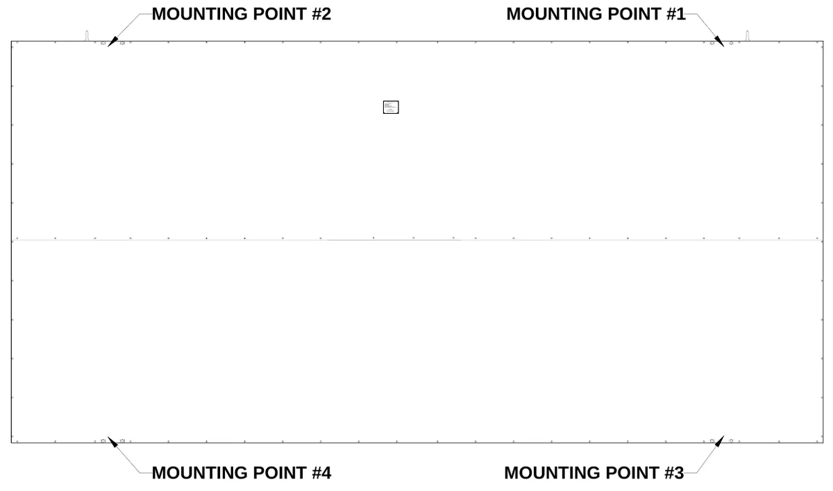 Figure 4 Mounting Points — MOUNTING POINT #2, MOUNTING POINT #1, ELE CTR O-MEC H SCOREBOARD CO., #3 I ndustrial Parkw ay P.O. Box 102 Wrights ville, GA 31096-0102, Elect ric s ho ck h az ard : Dis con ne ct po we r b efo re se rvic ing eq uipmen t, Ch eck with th e a pp licab le st ate a nd loc al co de s b ef ore in stallat o i n, C AUTION, MOUNTING POINT #4, MOUNTING POINT #3