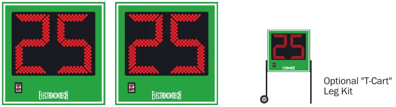 Model LX3024 scoreboard face — Outdoor, Portable Football Play Clock Set — Optional "T-Cart" Leg Kit
