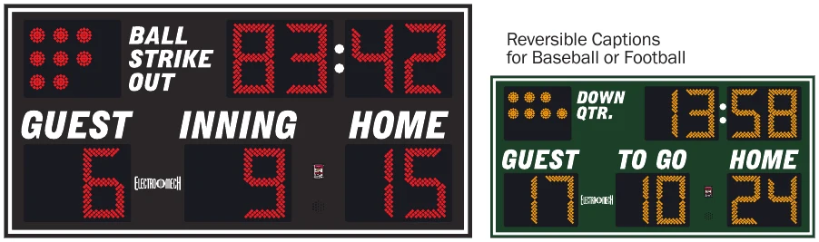 Model LX1360 scoreboard face — Outdoor, Multi-Sport — Reversible Captions for Baseball or Football