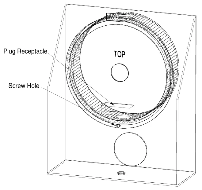 Figure 12 Mounting Bracket with Back Box and Signal Mounting Plate Attached — Plug Receptacle, Screw Hole