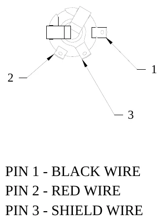 Figure 3 1/4-inch Stereo Jack Wiring Diagram — PIN 1 - BLACK WIRE PIN 2 - RED WIRE PIN 3 - SHIELD WIRE