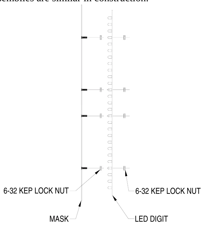 Figure 8 LED Digit Assembly — 6-32 KEP LOCK NUT, 6-32 KEP LOCK NUT, MASK, LED DIGIT