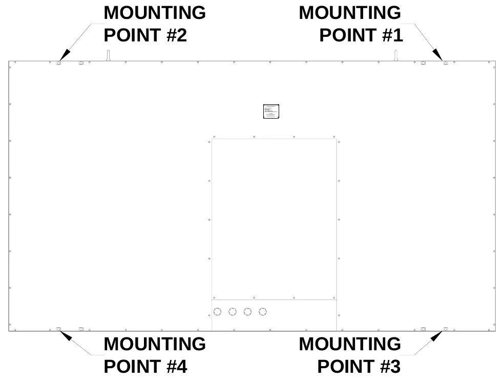 Figure 4 Mounting Points — MOUNTING POINT #2, MOUNTING POINT #1, ELECTRO-MECH SCOREBOA RD CO., #3 Industrial Par kway P.O. Box 102, Wrightsville, GA 31096-0102, Electric shock hazard: Disconnect power before ser vicing equipment, Check with the applicable state and local codes before installation, C AUTION, MOUNTING POINT #4, MOUNTING POINT #3
