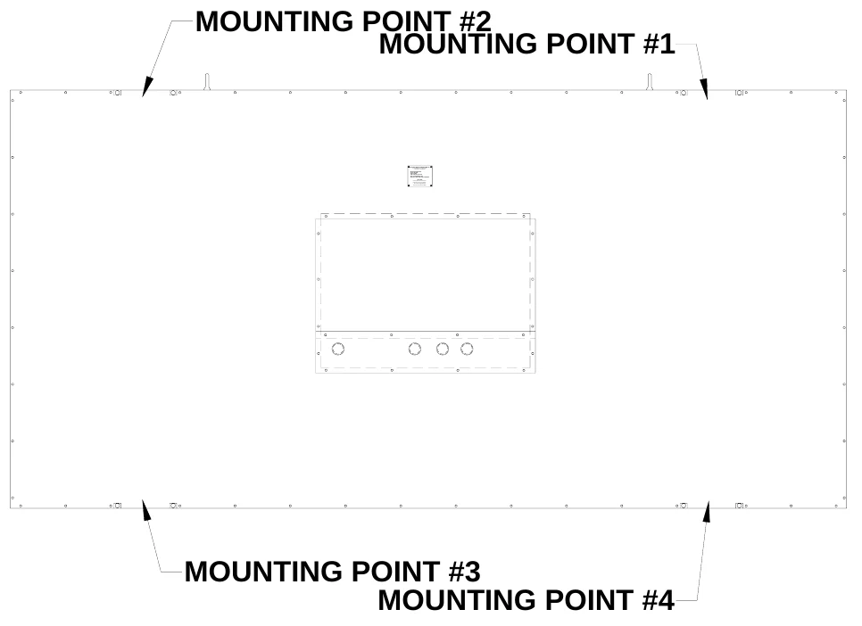 Figure 4 Mounting Points — MOUNTING POINT #2 MOUNTING POINT #1, ELECTRO-MECH SCOREBOARD CO., # 3 Indu stria l Pa rkway P.O. Bo x 1 02 Wrigh tsvil le, GA 31096-010 2, Ele ctric shoc k ha zard: Disconnect p ower before servicin g e quipment, Che ck wi th the app licab le state and l ocal code s b efo re i nstallati on, CAUTION, MOUNTING POINT #3 MOUNTING POINT #4
