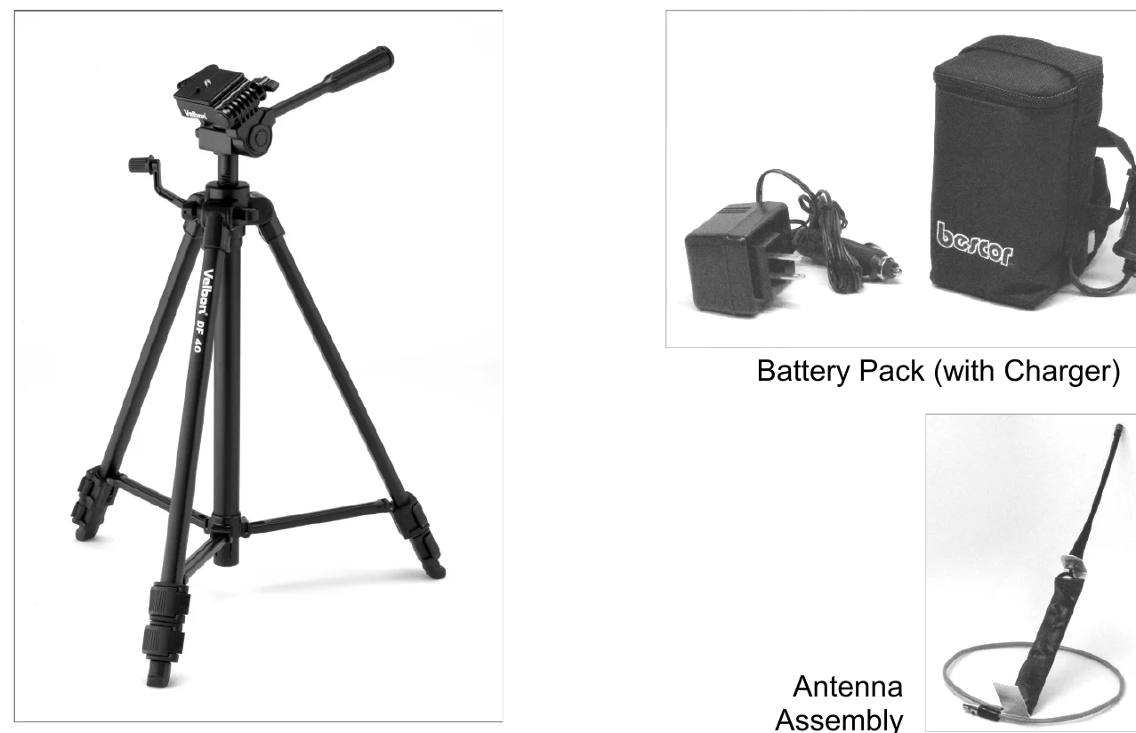 Tripod — Battery Pack (with Charger), Antenna Assembly