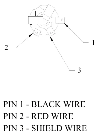 Figure 7 ¼” Stereo Jack Wiring Diagram — PIN 1 - BLACK WIRE PIN 2 - RED WIRE PIN 3 - SHIELD WIRE