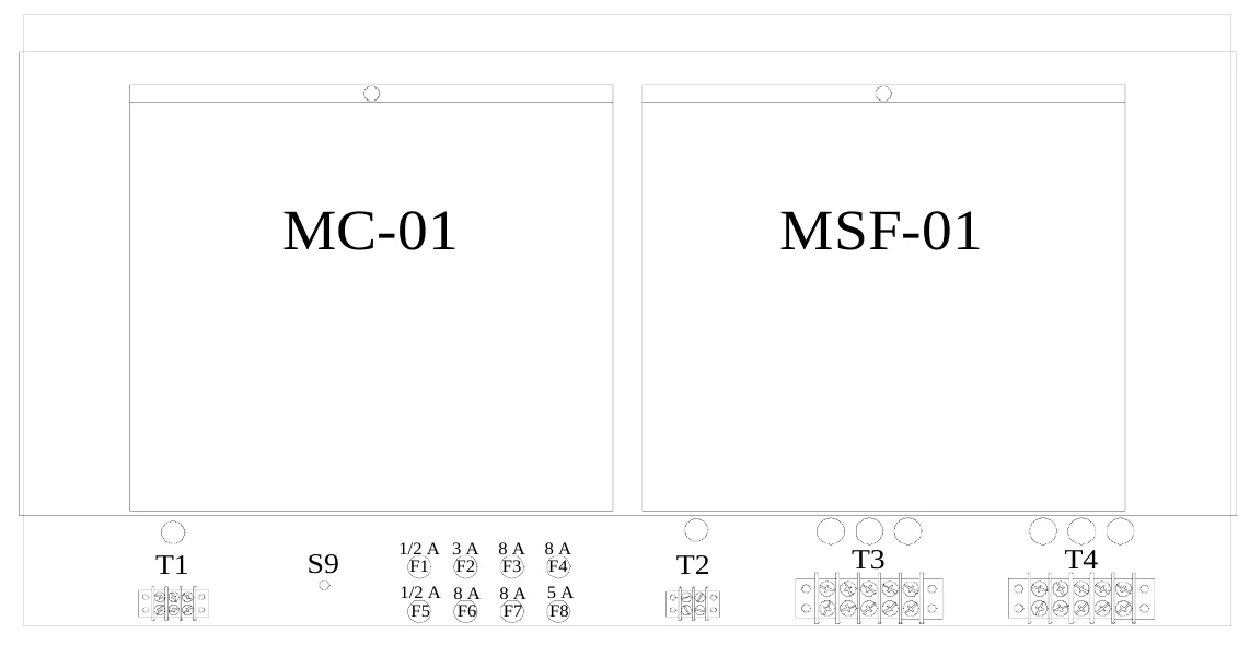 Figure 13 Access Panel Components — MC-01, MSF-01, 8 A F3, 8 A F4 5 A F8, T1, S9, 1/2 A 3 A F1 F2 1/2 A 8 A F5 F6, T2, T3, T4, 8 A F7
