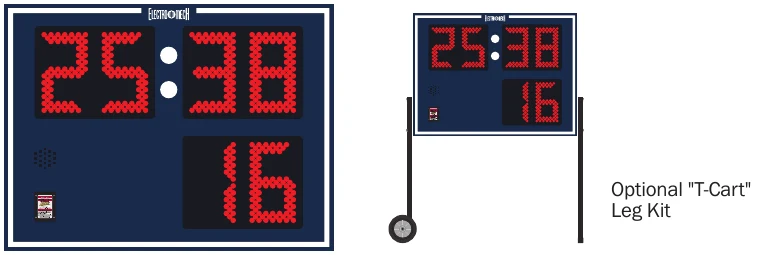 Model LX7520 scoreboard face — Outdoor, Portable Practice Segment Timer — Optional "T-Cart" Leg Kit