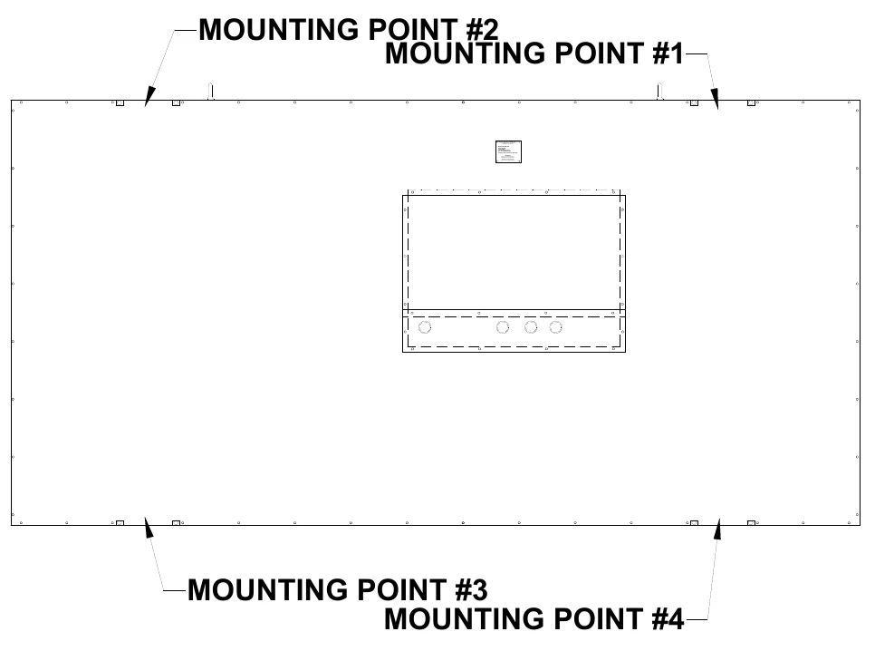 Figure 4 Mounting Points — MOUNTING POINT #2 MOUNTING POINT #1, ELECTRO-MECH SCOREBOARD CO., #3 Industrial Parkway P.O. Box 102 Wrightsville, GA 31096-0102, Electric shock hazard: Disconnect power before servicing equipment, Check with the applicable state and local codes before installation, CAUTION, MOUNTING POINT #3 MOUNTING POINT #4