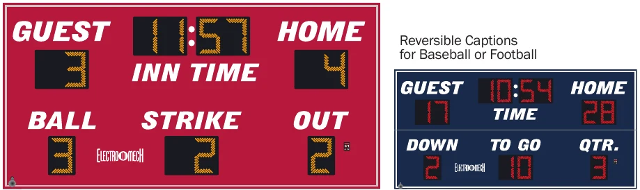 Model LX3450 scoreboard face — Outdoor, Multi-Sport — Reversible Captions for Baseball or Football