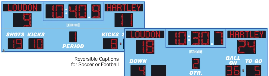 Model LX6546-ETN scoreboard face — Outdoor, Soccer / Football — Reversible Captions for Soccer or Football