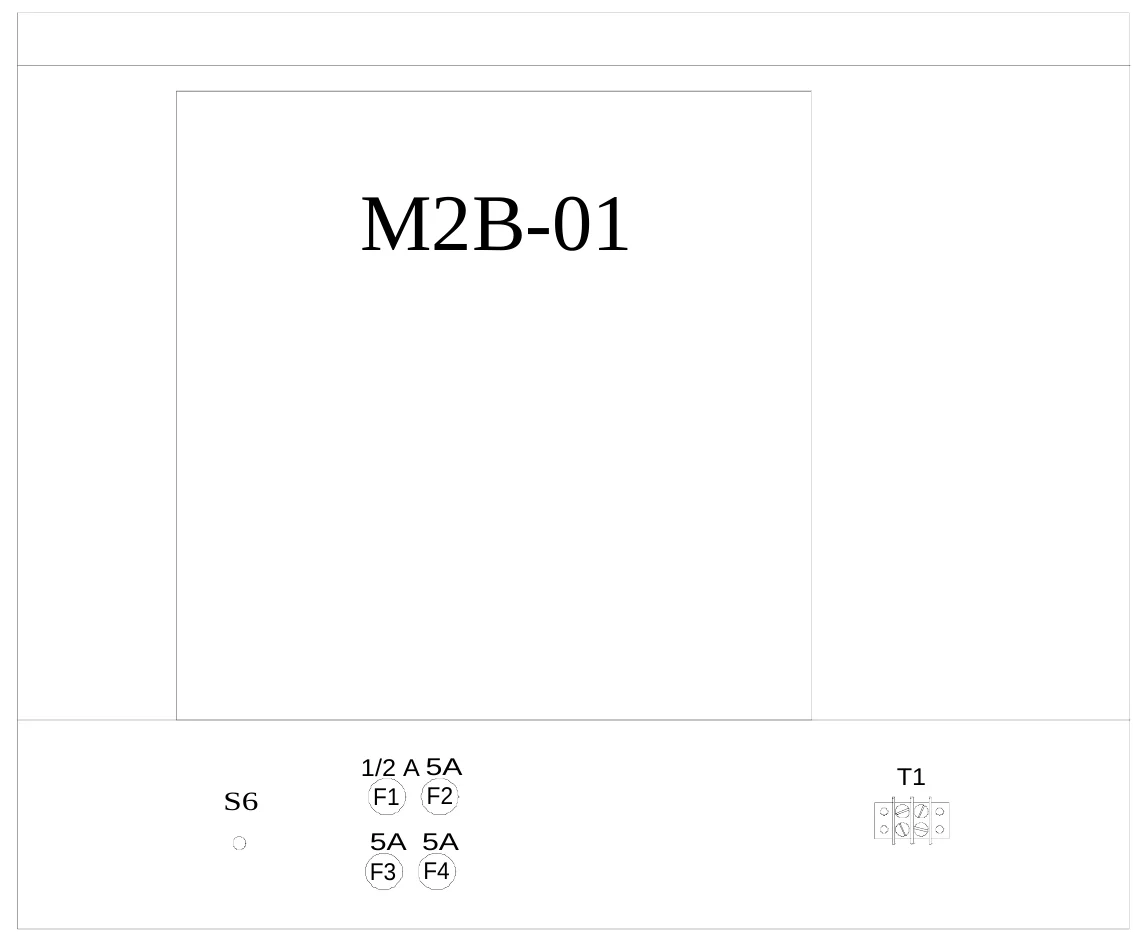 Figure 14 Lower Access Panel Components — M2B-01, 1/2 A 5A F1 F2, T1, S6, 5A 5A F3 F4