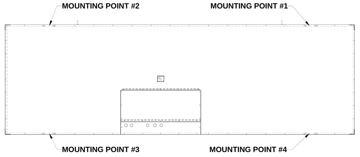Figure 4 Mounting Points — MOUNTING POINT #2, MOUNTING POINT #1, E LEC TR O-MEC H SCOREB OA RD CO., #3 Industrial Parkway P.O. Box 102 Wrightsville, GA 31096-0102, Ele ctr ic sh oc k ha za rd : Disc on ne ct po wer b efo re se rvic ing eq uip me nt, C he ck w ith the a ppl c i ab le s tate a n d lo ca l cod e s b efo re in stalla tion, CA UTION, MOUNTING POINT #3, MOUNTING POINT #4