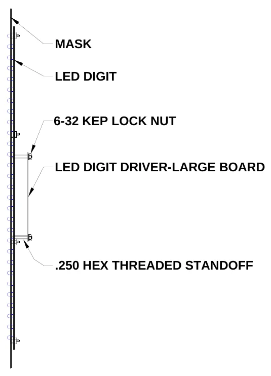 Figure 22 LED Digit Driver - Large Board — MASK, LED DIGIT, 6-32 KEP LOCK NUT, LED DIGIT DRIVER-LARGE BOARD, .250 HEX THREADED STANDOFF