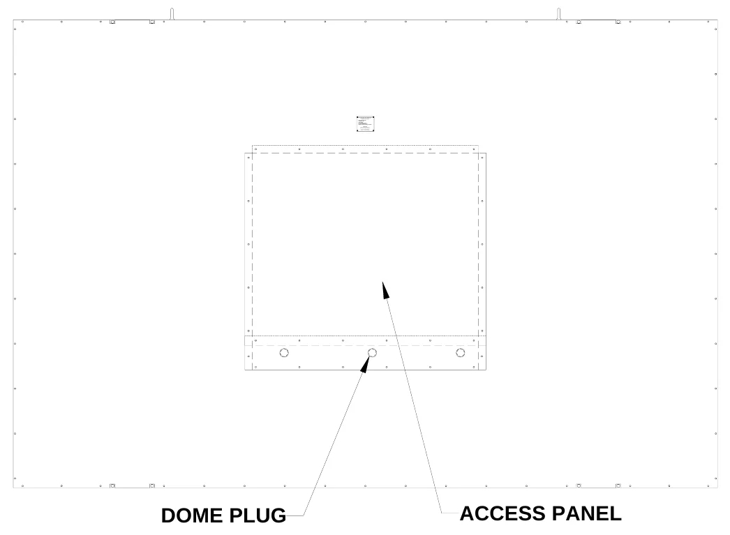 Figure 7 Rear Access Panel — ELECTRO- MECH SCO REBOARD CO., #3 Indu strial Parkway P.O. Box 102 Wrightsvill e, G A 31096-0102, E lectric shock hazard: Disconnect power bef ore servicing equipment, Check with the applicable state and local codes bef ore installation, CAUTION, DOME PLUG, ACCESS PANEL